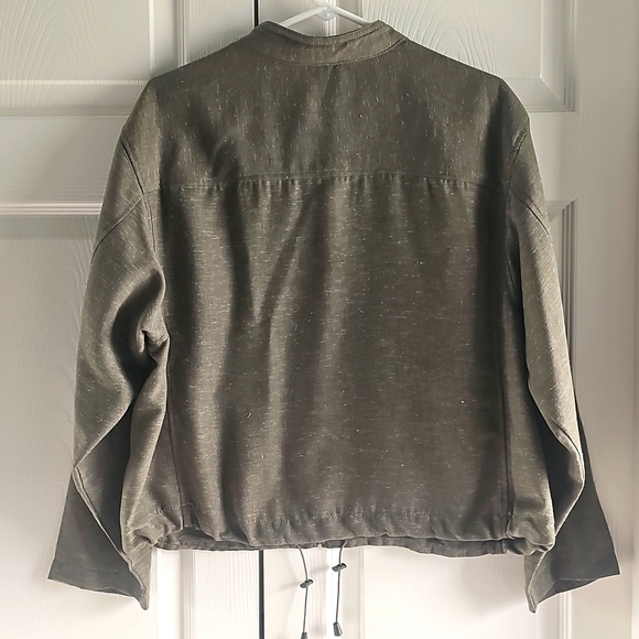 NWT Max Studio Space Dye Light Drawstring Crop Utility Jacket Olive Large - Picture 10 of 14